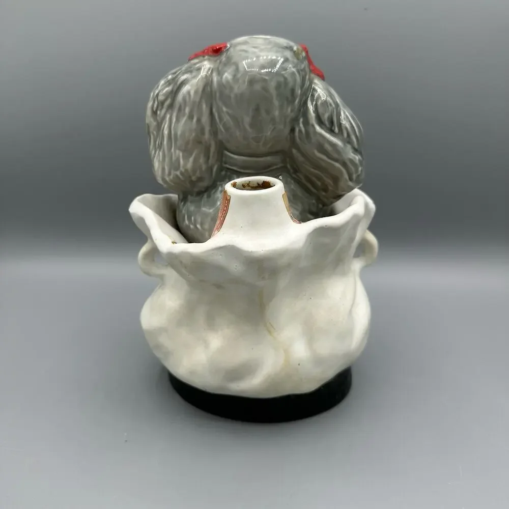 Vintage Jim Beam Tiffany Poodle Decanter 1973 WITH Original RED Bow